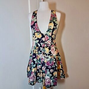 Vintage Floral Sleeveless Mini Dress - Size S - DR11